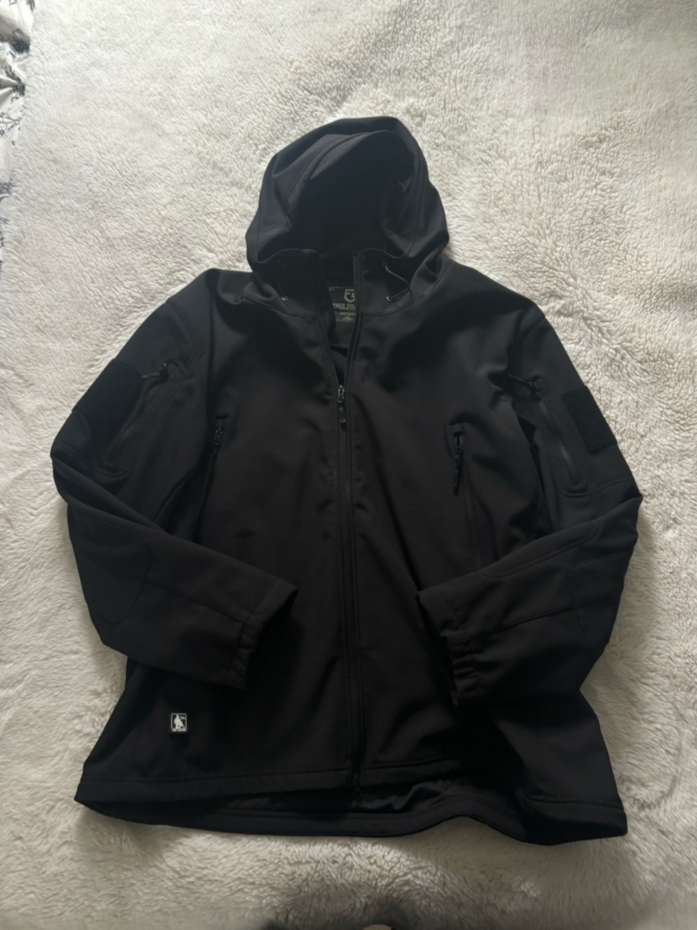 Free Soldier Black Tactical Water Resistant Hooded Zip Up Jacket